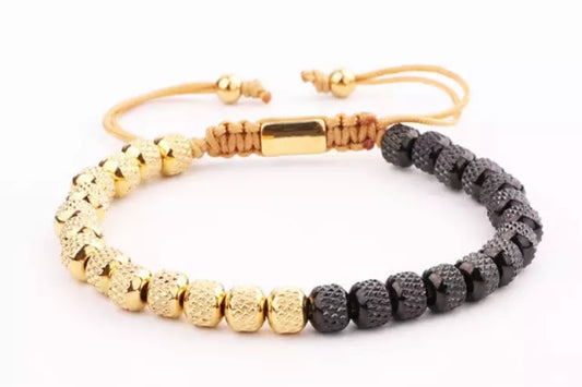 Black & Gold Stainless-Steel Adjustable Bracelet